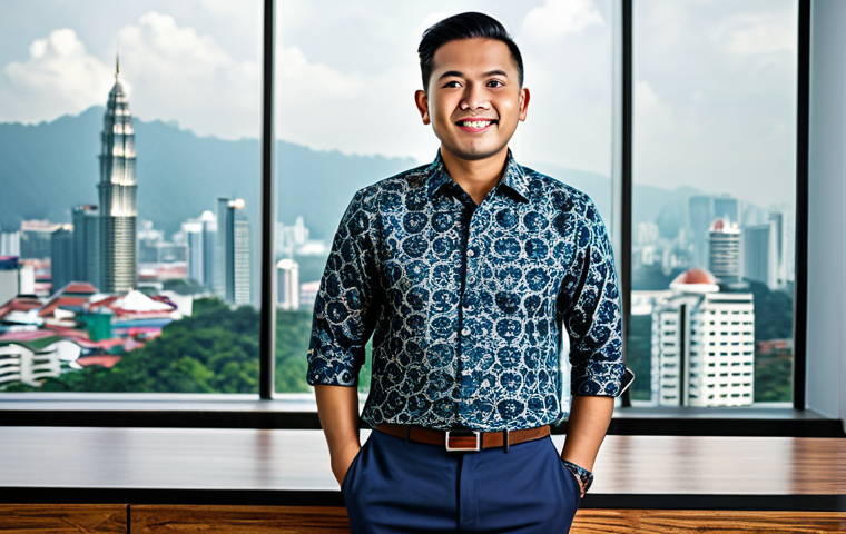 **
"A successful Malaysian entrepreneur in a modern office overlooking Kuala Lumpur, wearing a batik shirt and smart trousers, fully clothed, appropriate attire, safe for work, perfect anatomy, natural proportions, professional photography, high quality, modest."
**