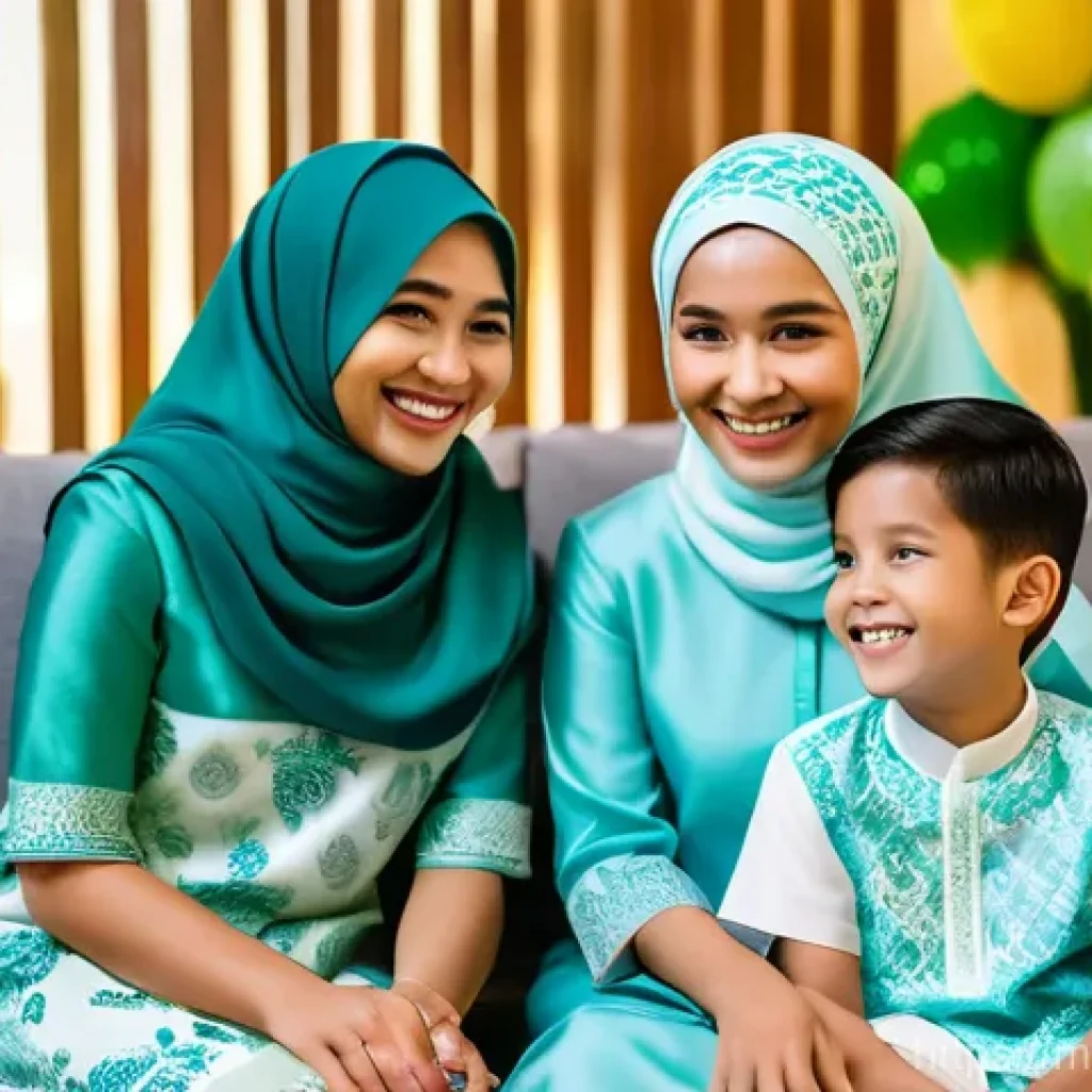 하이퍼 퍼스널라이제이션과 마케팅 자동화 - **Prompt 1:** A happy Malay family of four (parents, a boy, and a girl aged 8-12) celebrating Hari R...