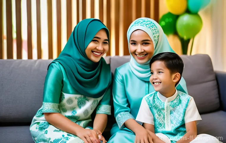 하이퍼 퍼스널라이제이션과 마케팅 자동화 - **Prompt 1:** A happy Malay family of four (parents, a boy, and a girl aged 8-12) celebrating Hari R...