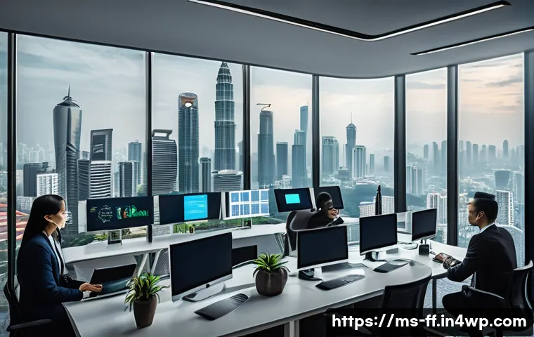 하이퍼 퍼스널라이제이션의 윤리적 측면 - A modern Malaysian office setting with diverse professionals collaborating around a table, focused o...