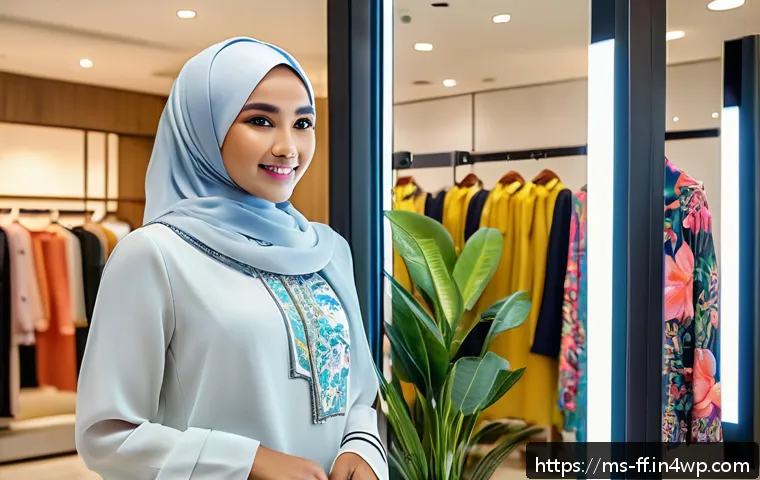 하이퍼 퍼스널라이제이션과 패션 산업의 변화 - A modern Malaysian fashion boutique interior featuring a smart mirror displaying personalized clothi...
