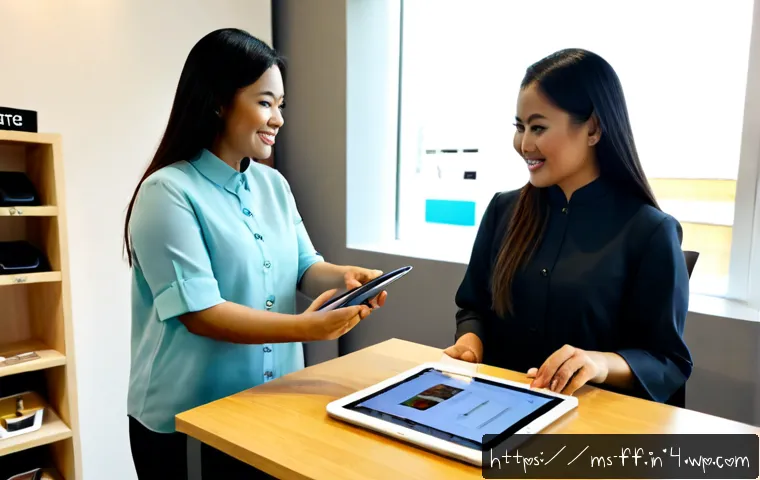 Home 17 하이퍼 퍼스널라이제이션과 기업의 사회적 책임 - Photorealistic modern Malaysian retail office, a Malay businesswoman and a Chinese Malaysian colleag...